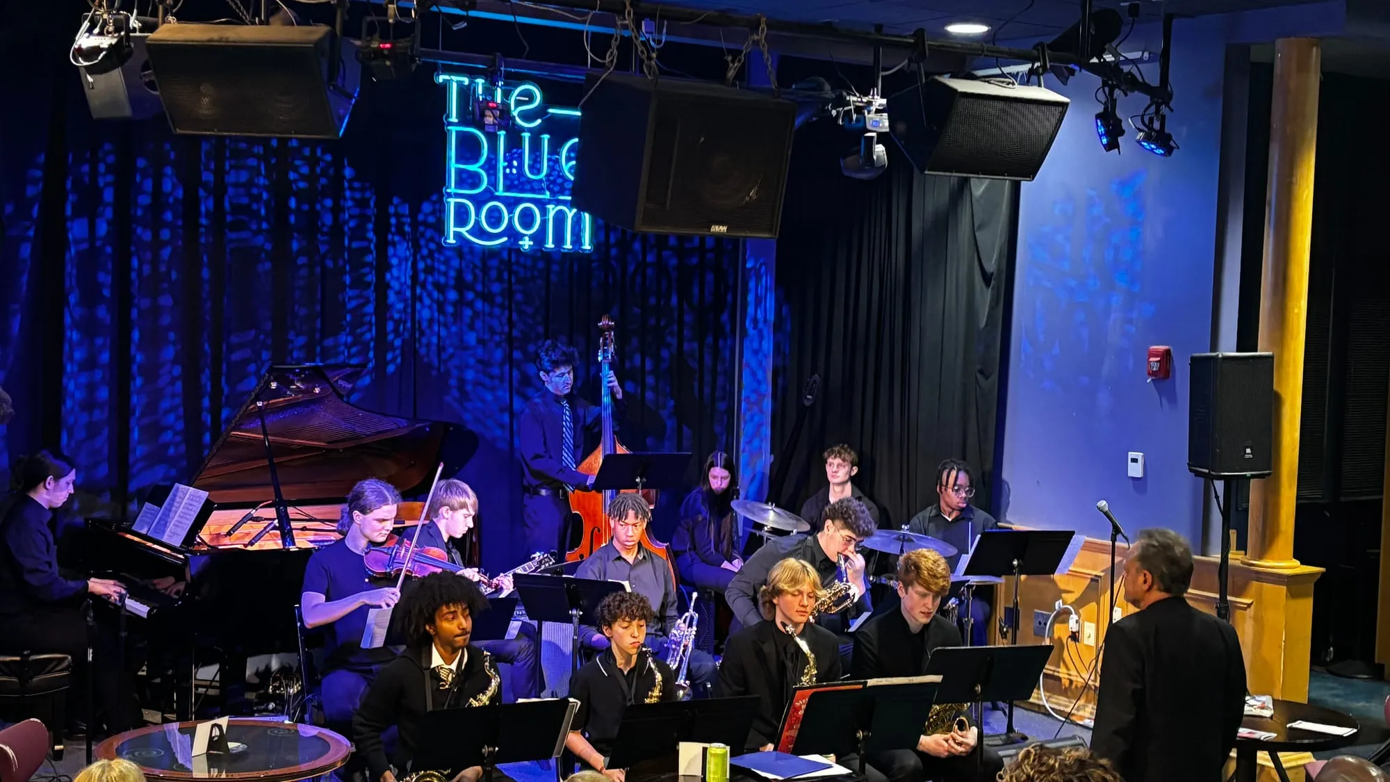 Kansas City Jazz Academy student combo performing on stage at The Blue Room